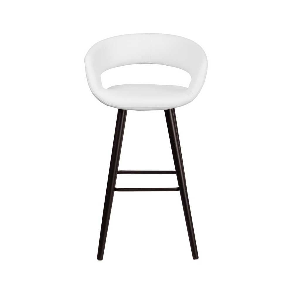 Brynn Series 29'' High Contemporary Cappuccino Wood Barstool in White Vinyl