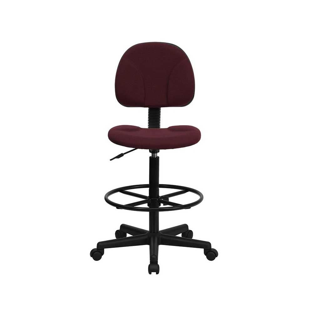Burgundy Fabric Drafting Chair (Cylinders: 22.5''-27''H or 26''-30.5''H)
