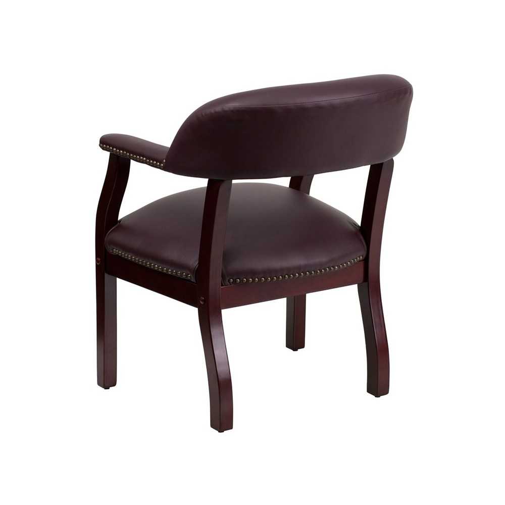 Burgundy LeatherSoft Conference Chair with Accent Nail Trim