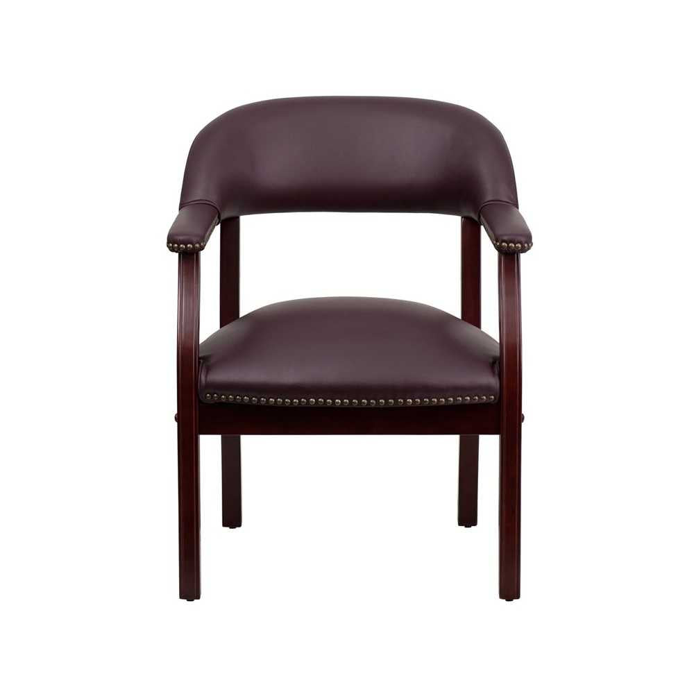 Burgundy LeatherSoft Conference Chair with Accent Nail Trim