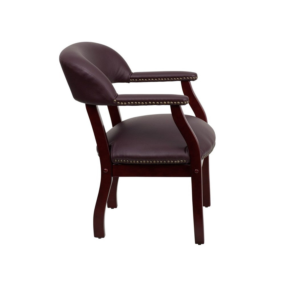 Burgundy LeatherSoft Conference Chair with Accent Nail Trim