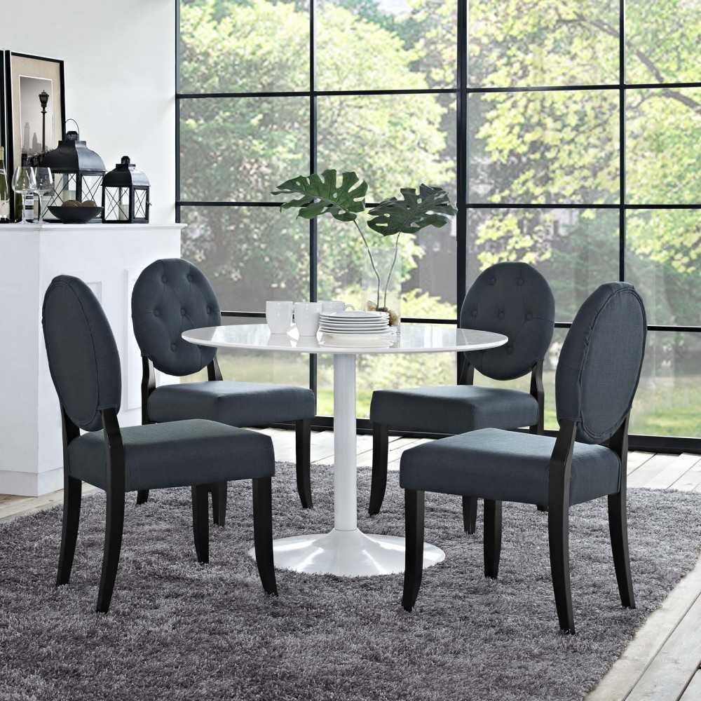Button Dining Side Chair Upholstered Fabric Set of 4