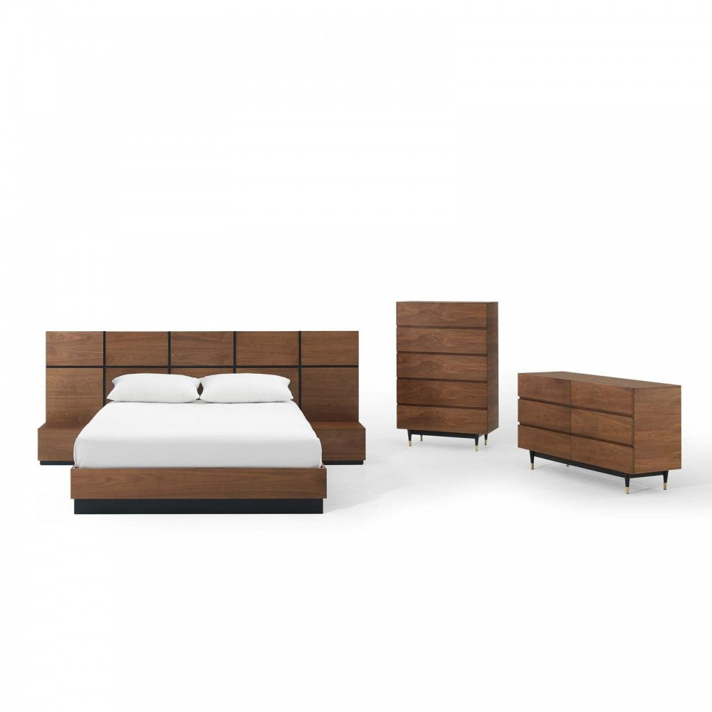 Caima 5-Piece Bedroom Set, Walnut, MOD-6300-WAL-SET