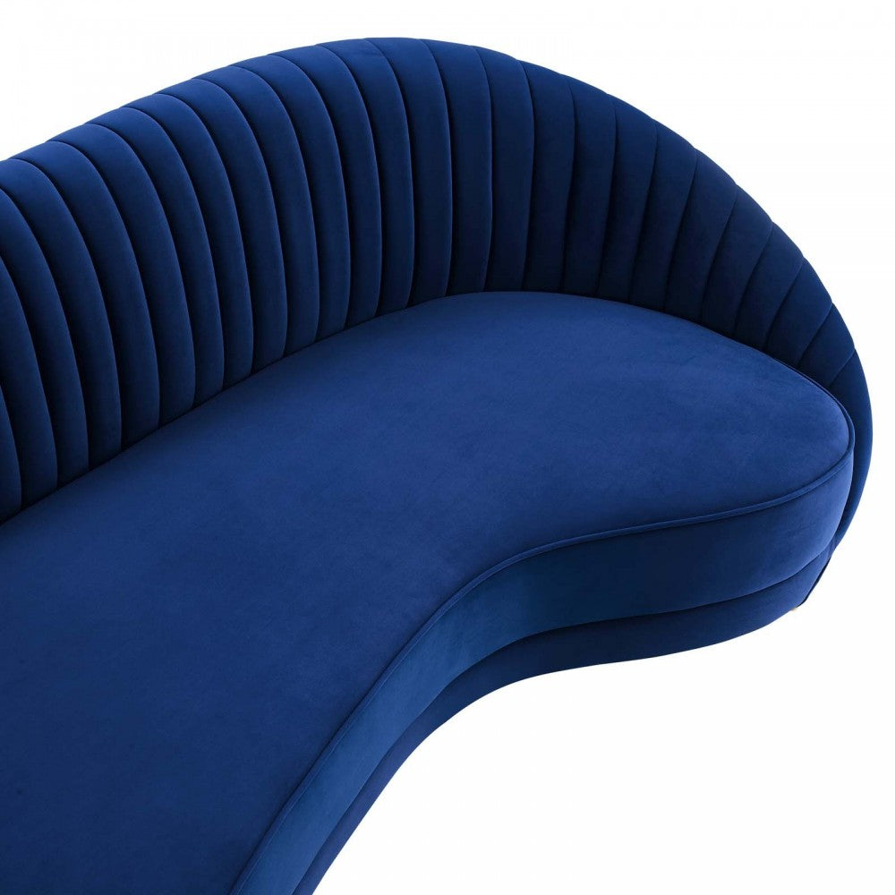 Camber Channel Tufted Performance Velvet Sofa, Navy