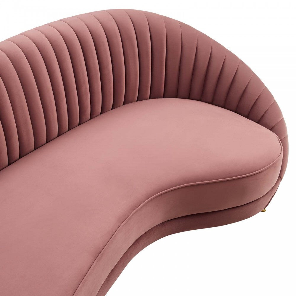 Camber Channel Tufted Performance Velvet Sofa, Dusty Rose