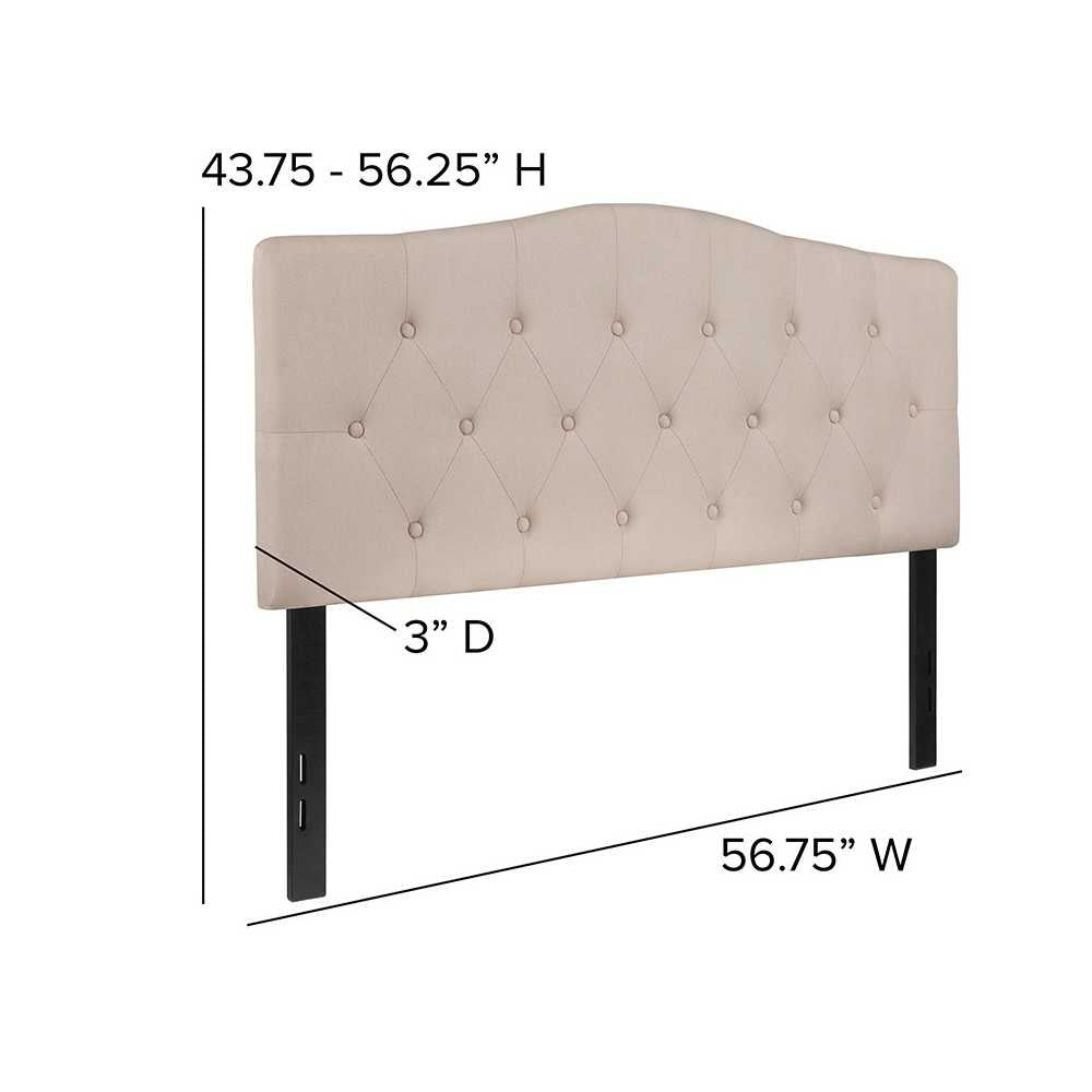 Cambridge Tufted Upholstered Full Size Headboard in Beige Fabric
