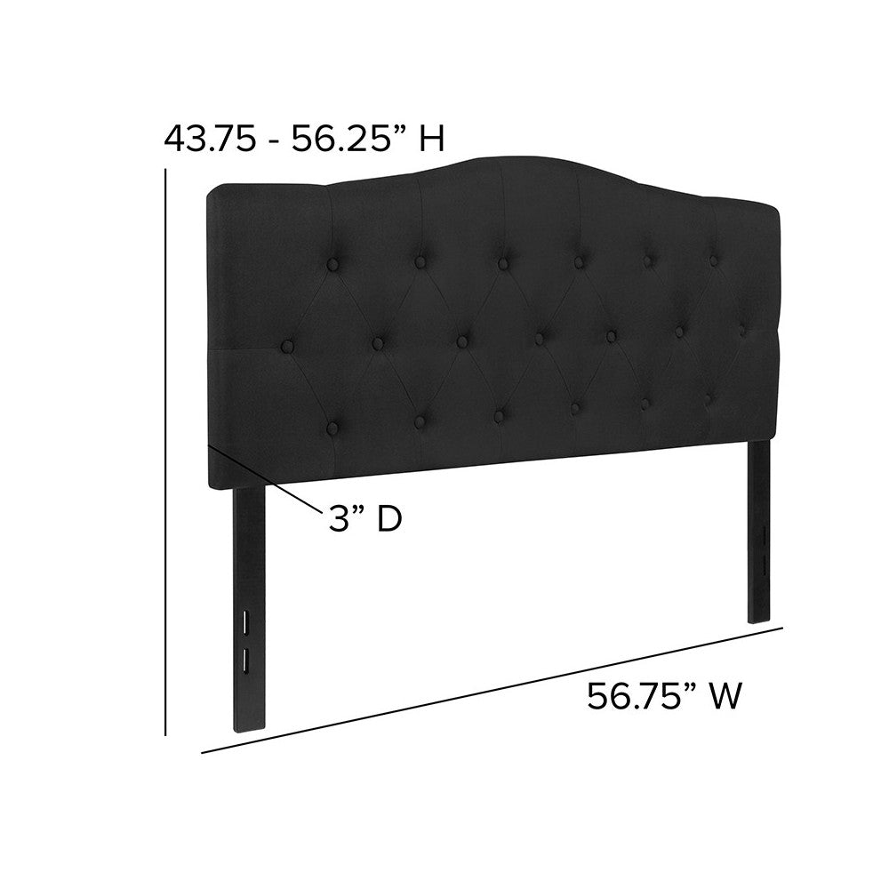 Cambridge Tufted Upholstered Full Size Headboard in Black Fabric