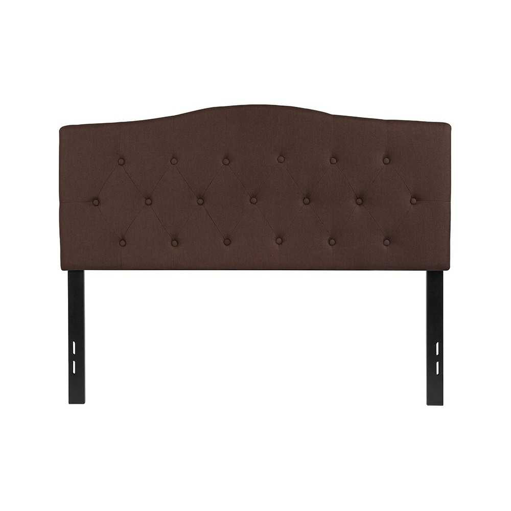 Cambridge Tufted Upholstered Full Size Headboard in Dark Brown Fabric