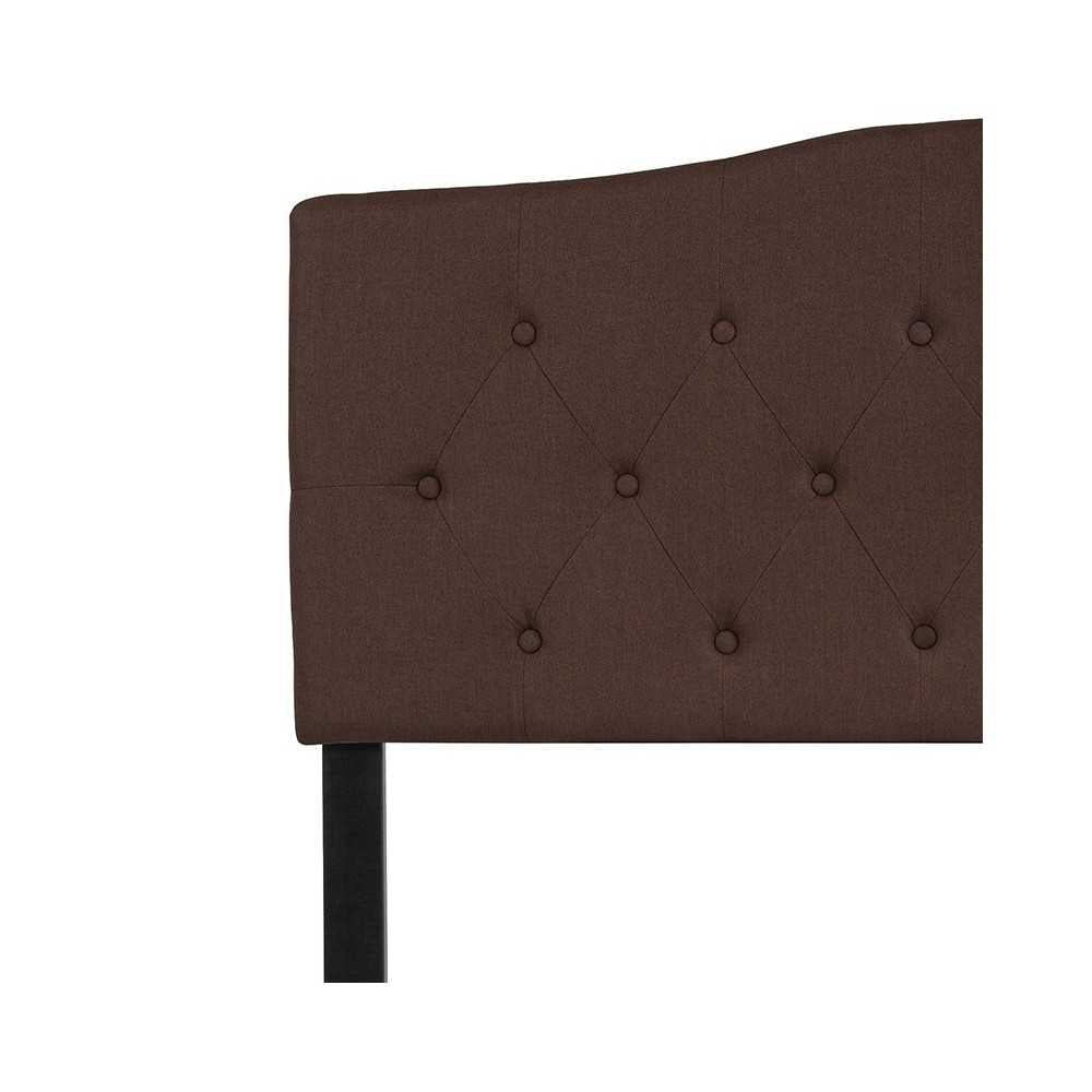 Cambridge Tufted Upholstered Full Size Headboard in Dark Brown Fabric
