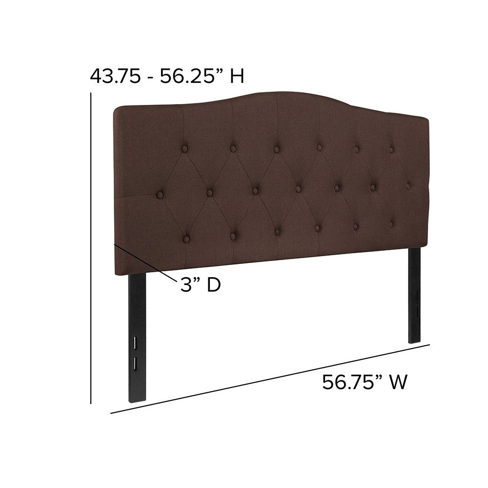 Cambridge Tufted Upholstered Full Size Headboard in Dark Brown Fabric