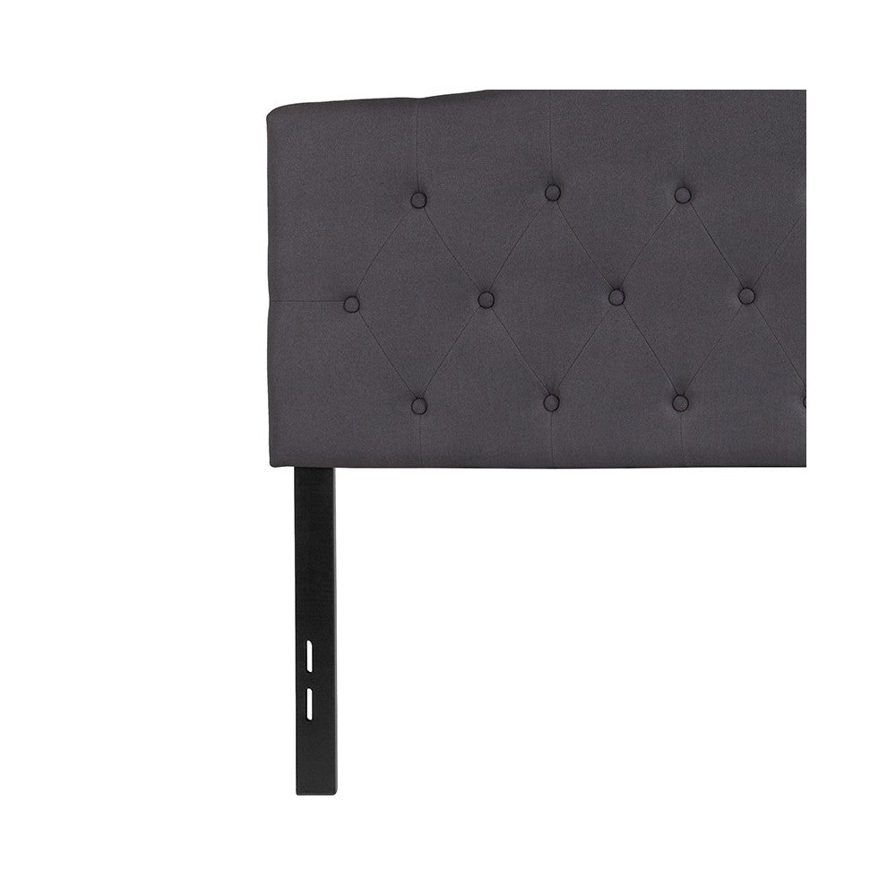 Cambridge Tufted Upholstered Full Size Headboard in Dark Gray Fabric