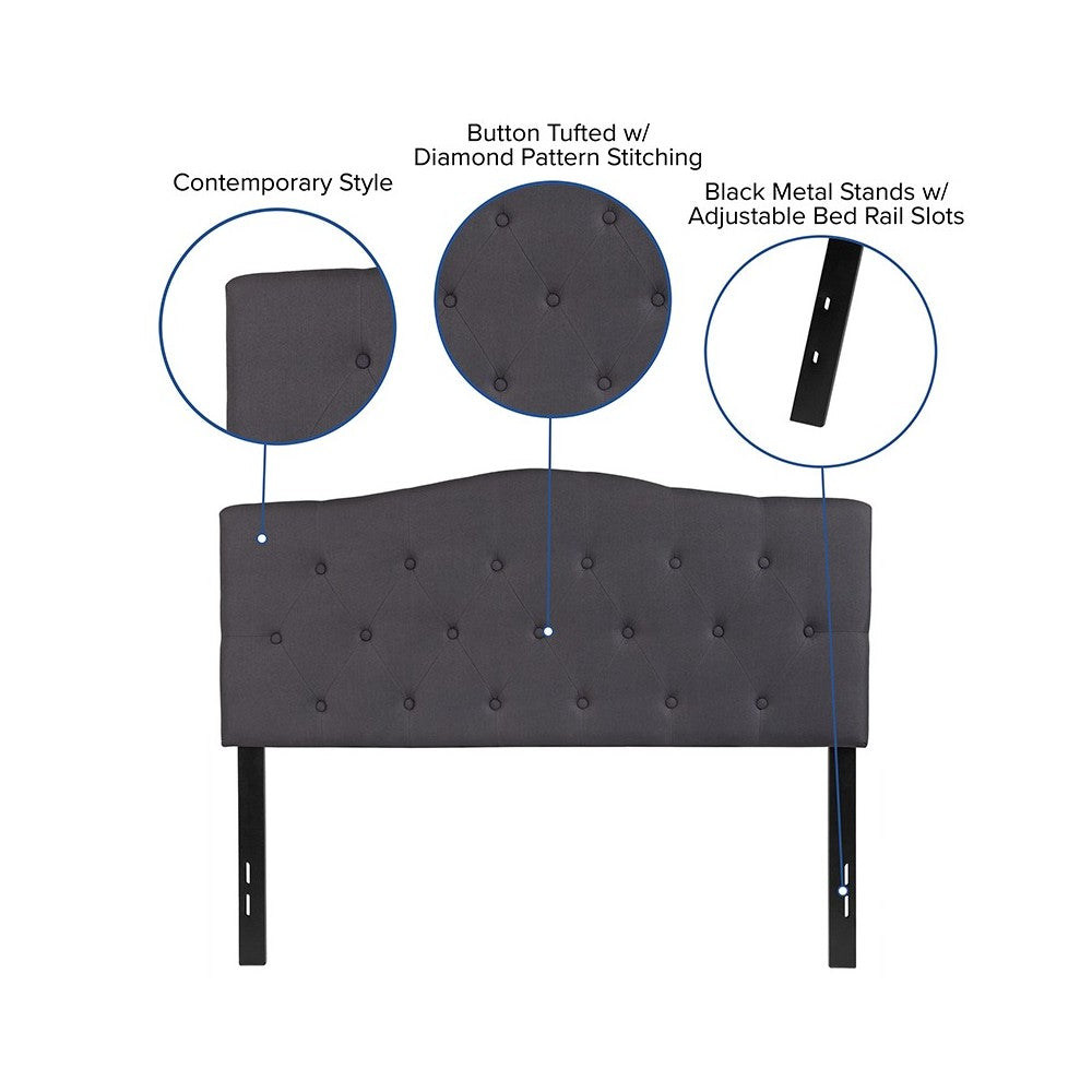 Cambridge Tufted Upholstered Full Size Headboard in Dark Gray Fabric