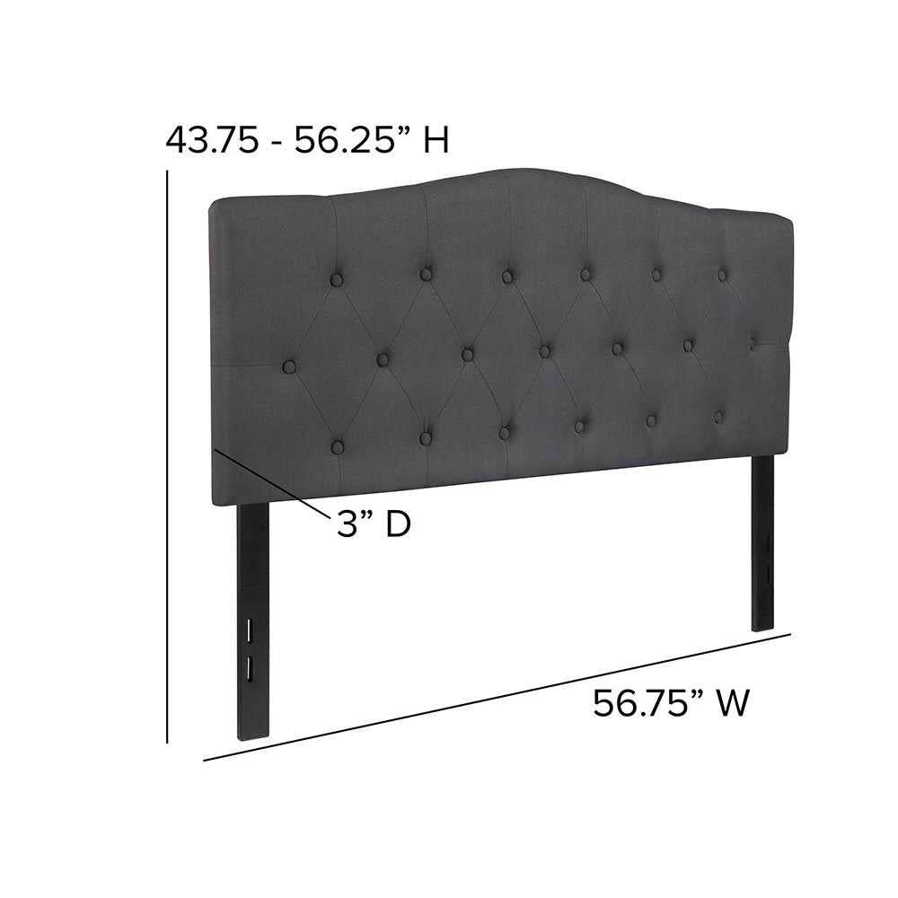 Cambridge Tufted Upholstered Full Size Headboard in Dark Gray Fabric