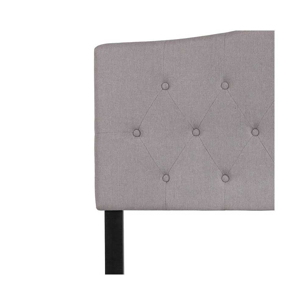 Cambridge Tufted Upholstered Full Size Headboard in Light Gray Fabric