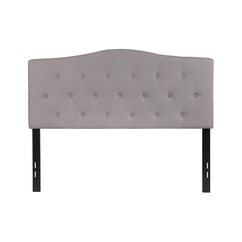 Cambridge Tufted Upholstered Full Size Headboard in Light Gray Fabric