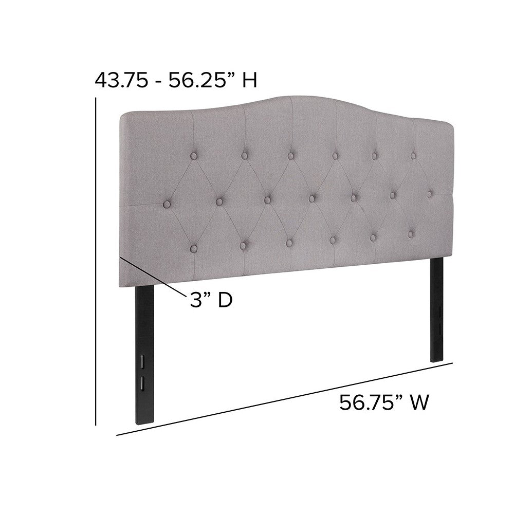 Cambridge Tufted Upholstered Full Size Headboard in Light Gray Fabric