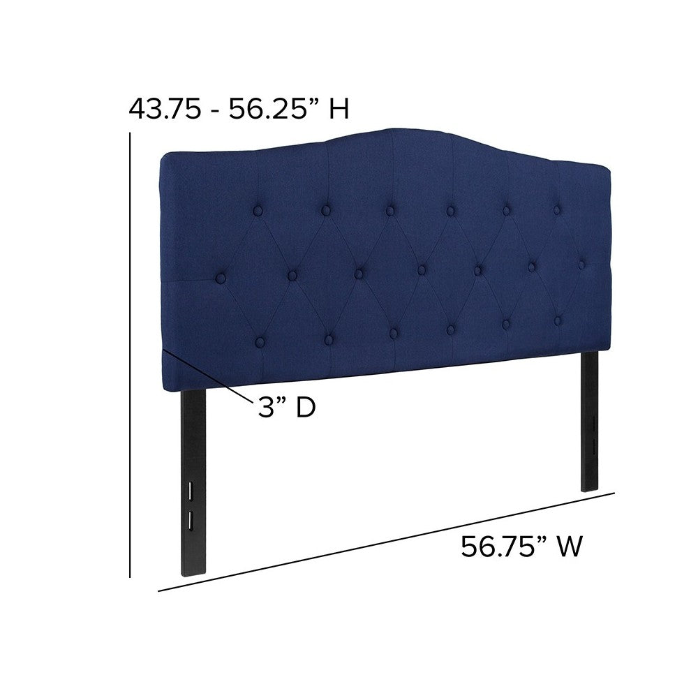 Cambridge Tufted Upholstered Full Size Headboard in Navy Fabric