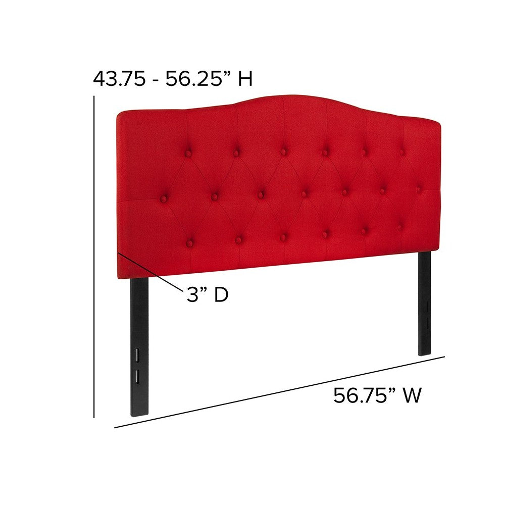 Cambridge Tufted Upholstered Full Size Headboard in Red Fabric
