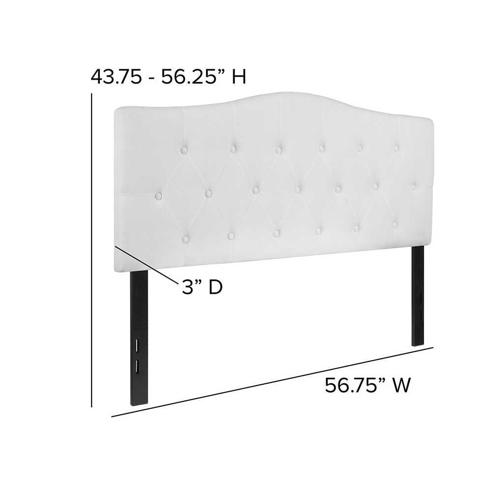 Cambridge Tufted Upholstered Full Size Headboard in White Fabric