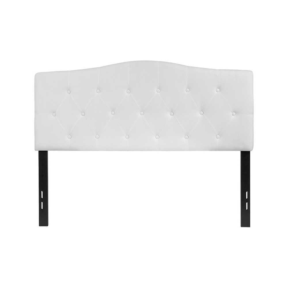 Cambridge Tufted Upholstered Full Size Headboard in White Fabric