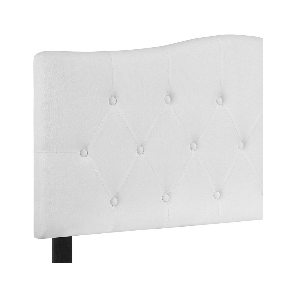 Cambridge Tufted Upholstered Full Size Headboard in White Fabric