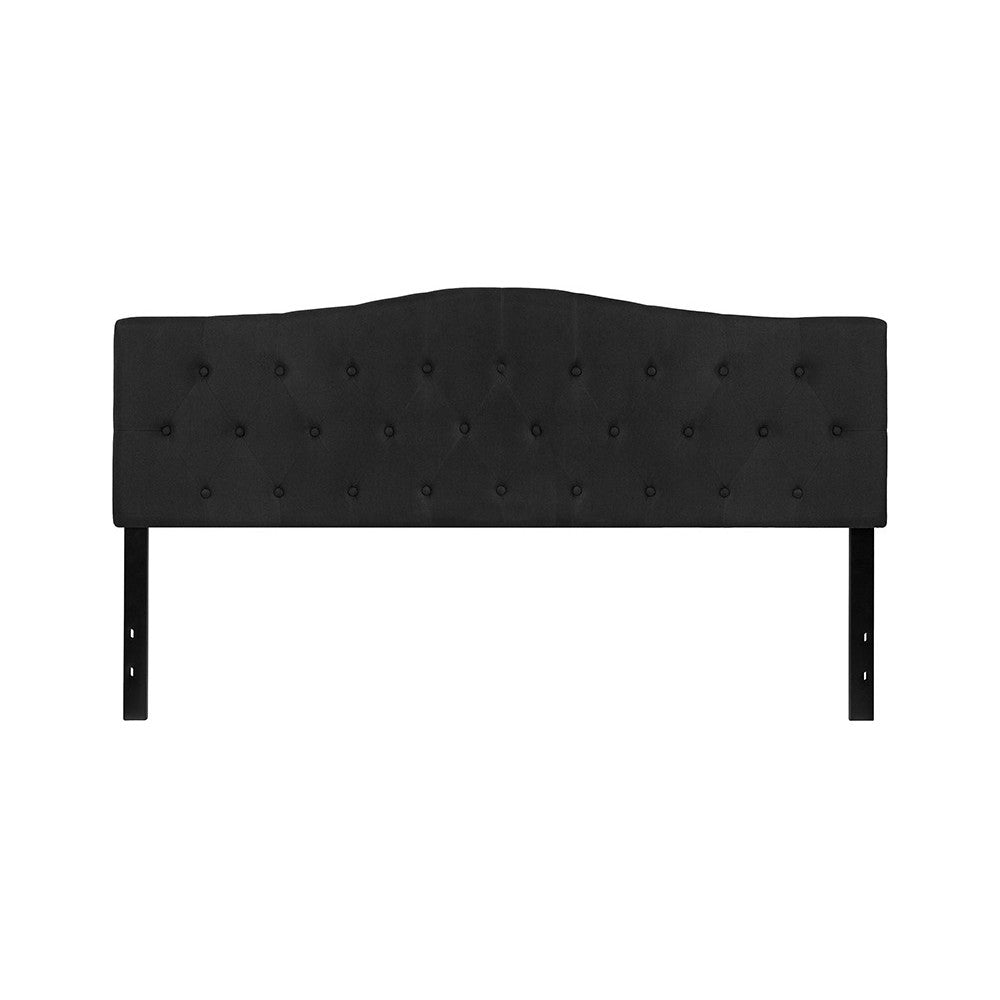Cambridge Tufted Upholstered King Size Headboard in Black Fabric