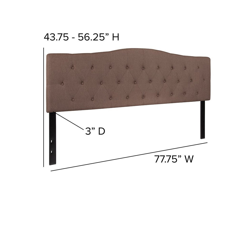 Cambridge Tufted Upholstered King Size Headboard in Camel Fabric