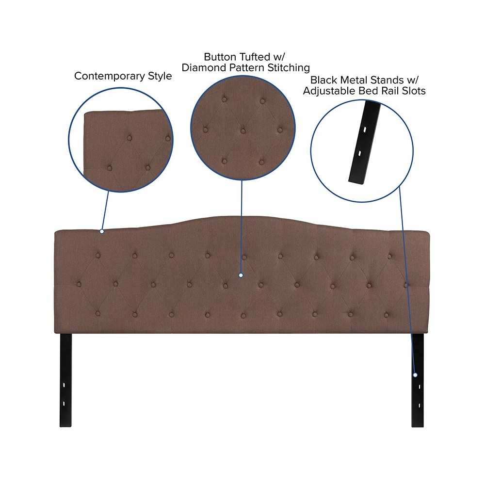 Cambridge Tufted Upholstered King Size Headboard in Camel Fabric