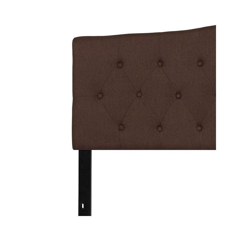 Cambridge Tufted Upholstered King Size Headboard in Dark Brown Fabric