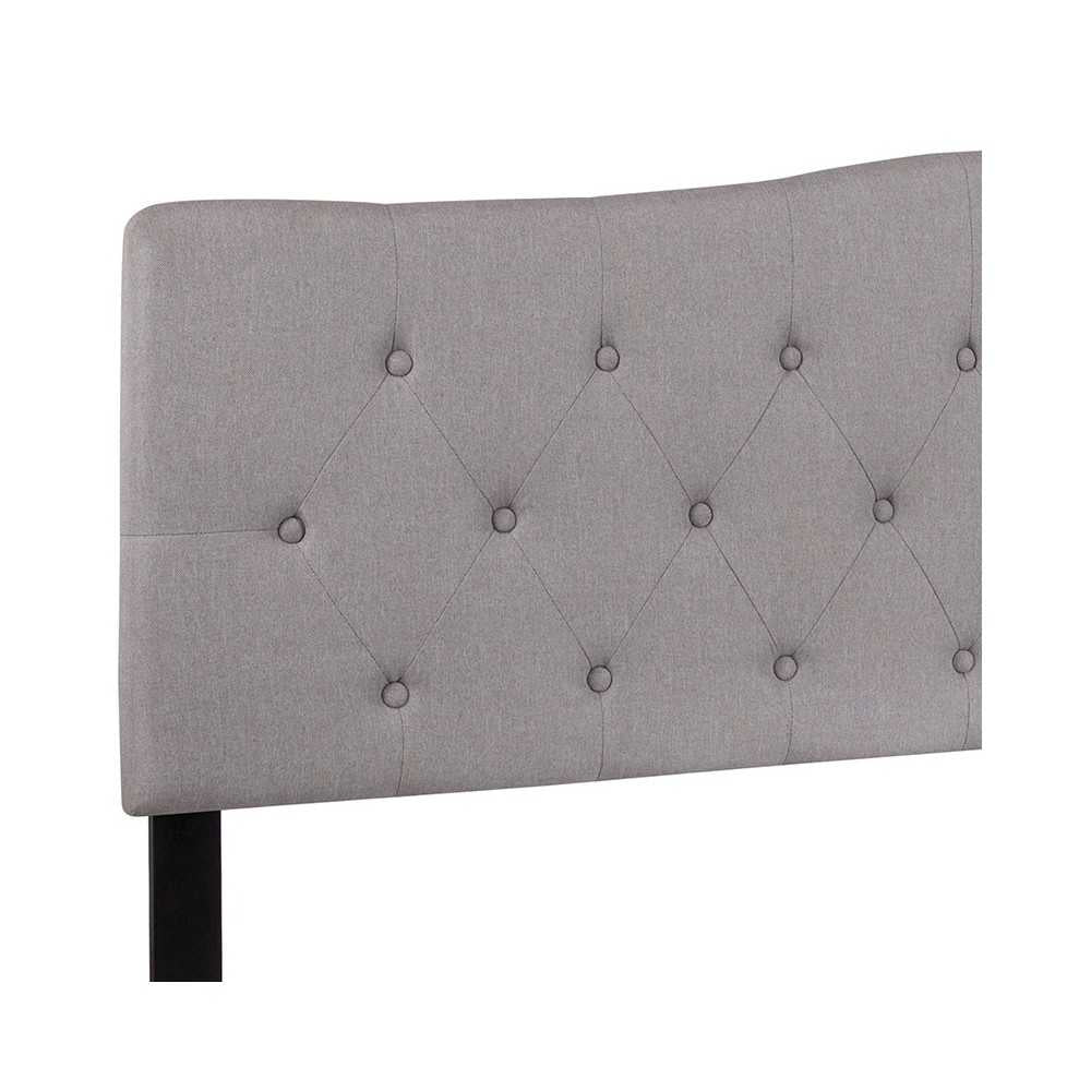 Cambridge Tufted Upholstered King Size Headboard in Light Gray Fabric