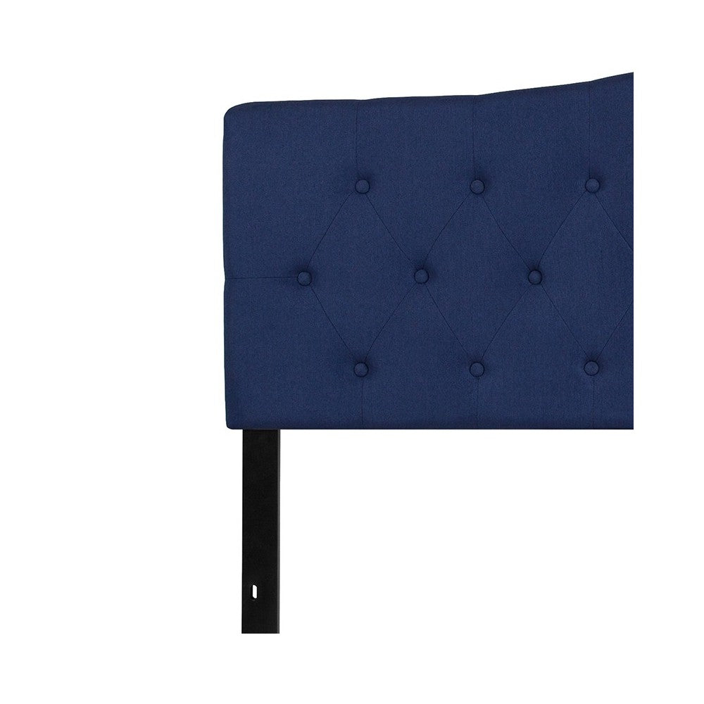 Cambridge Tufted Upholstered King Size Headboard in Navy Fabric