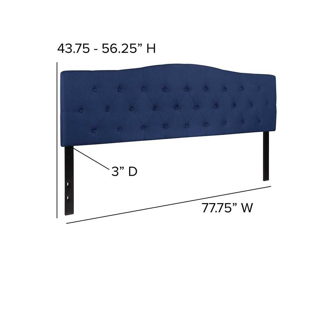 Cambridge Tufted Upholstered King Size Headboard in Navy Fabric