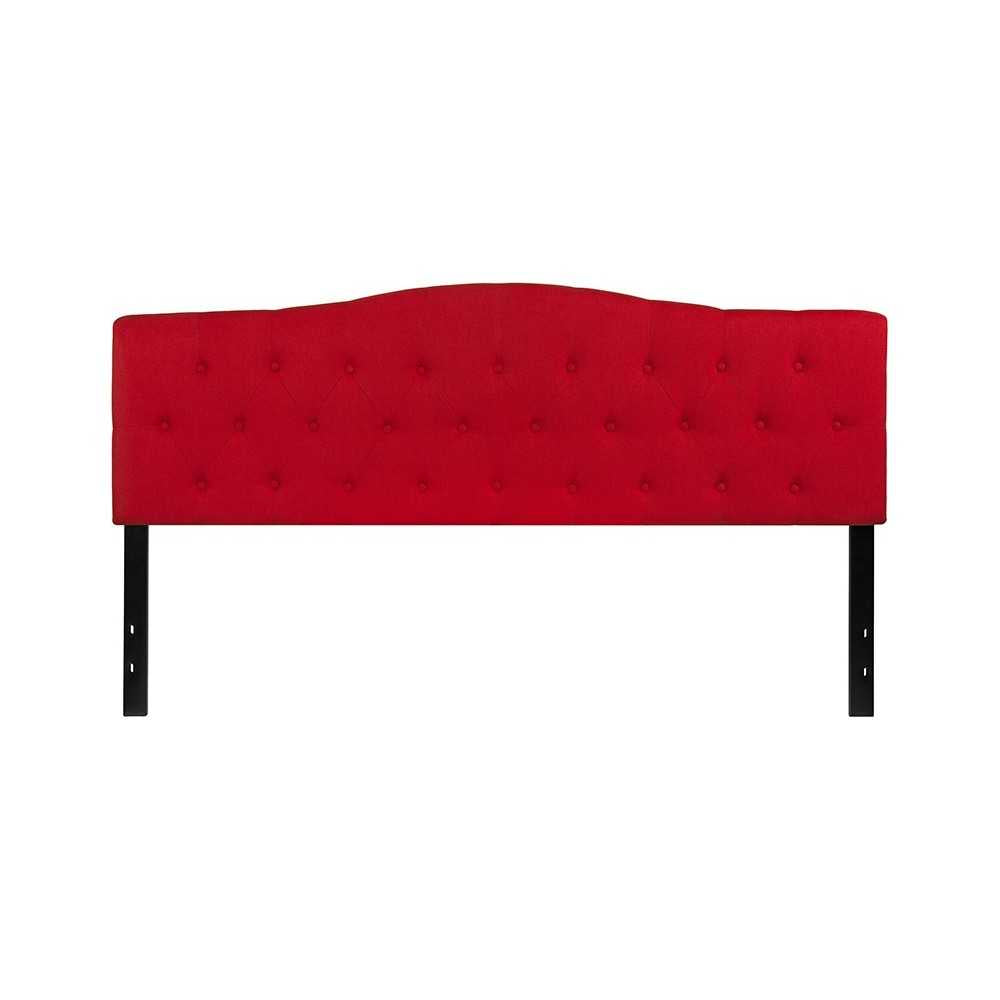 Cambridge Tufted Upholstered King Size Headboard in Red Fabric