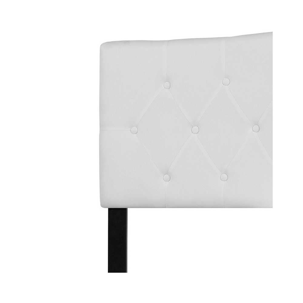 Cambridge Tufted Upholstered King Size Headboard in White Fabric