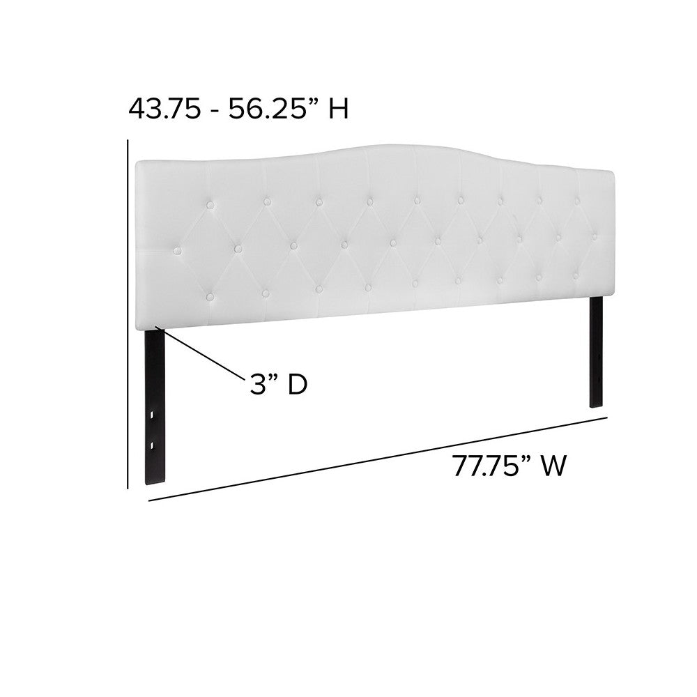 Cambridge Tufted Upholstered King Size Headboard in White Fabric