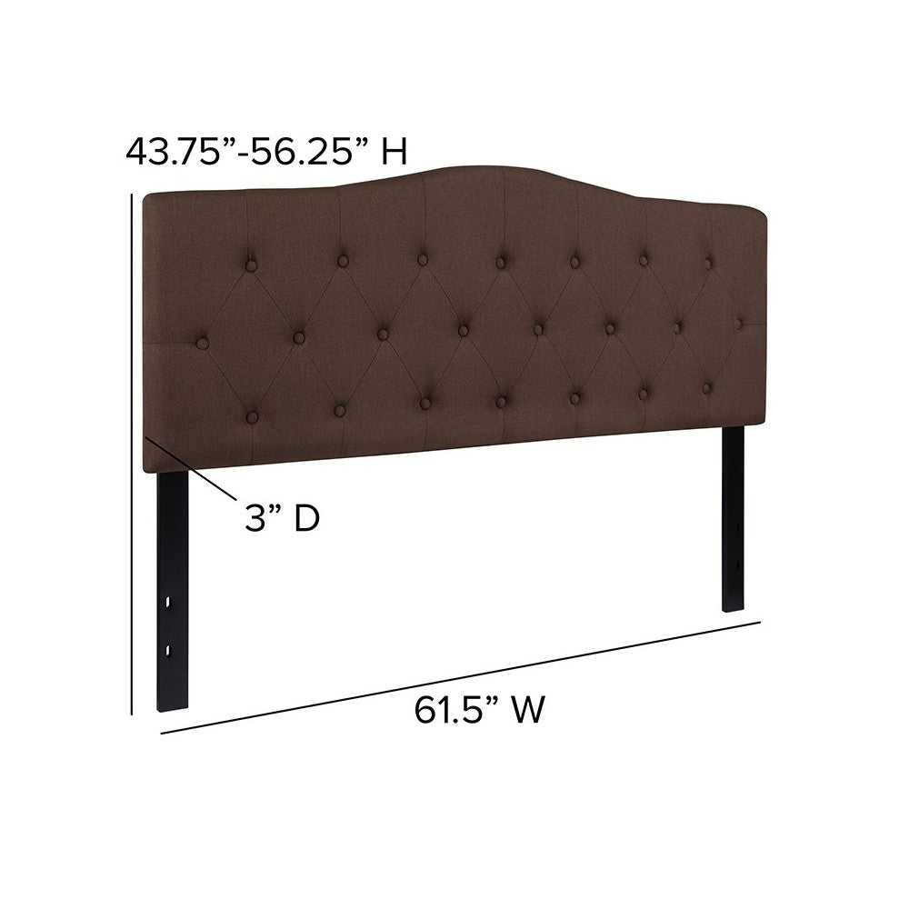 Cambridge Tufted Upholstered Queen Size Headboard in Dark Brown Fabric