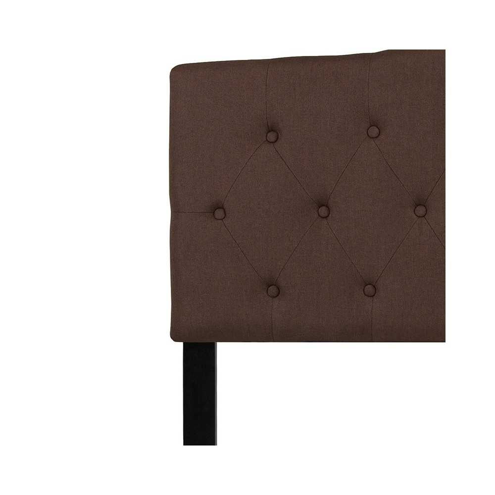 Cambridge Tufted Upholstered Queen Size Headboard in Dark Brown Fabric