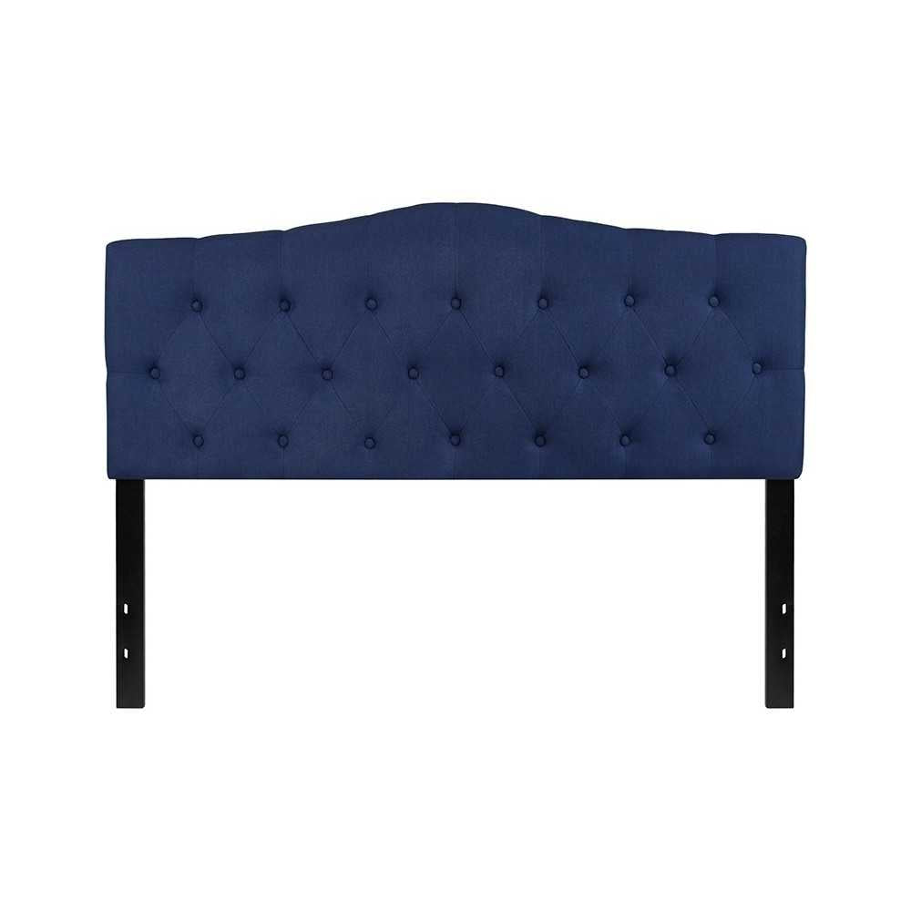 Cambridge Tufted Upholstered Queen Size Headboard in Navy Fabric