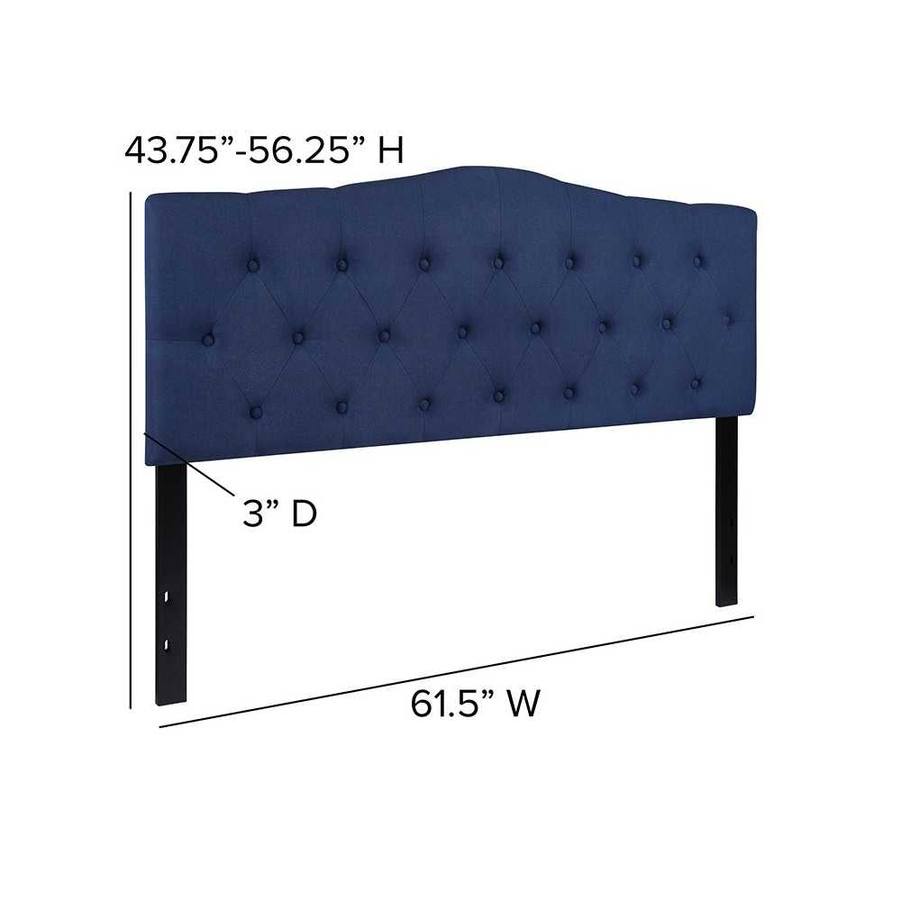 Cambridge Tufted Upholstered Queen Size Headboard in Navy Fabric