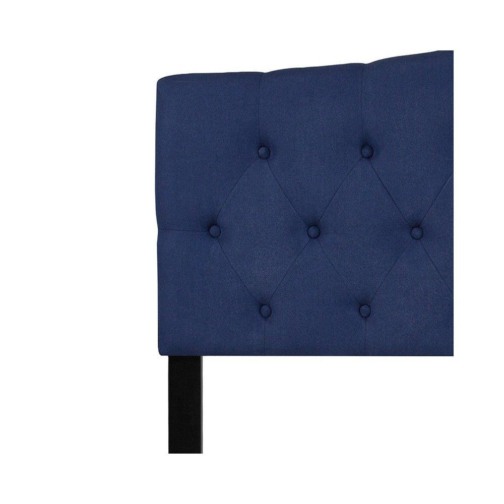 Cambridge Tufted Upholstered Queen Size Headboard in Navy Fabric