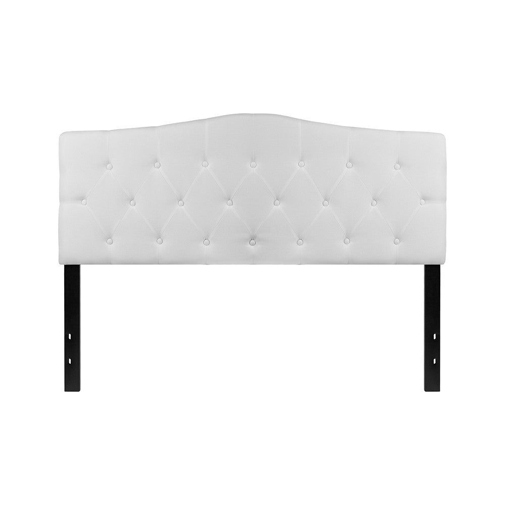 Cambridge Tufted Upholstered Queen Size Headboard in White Fabric