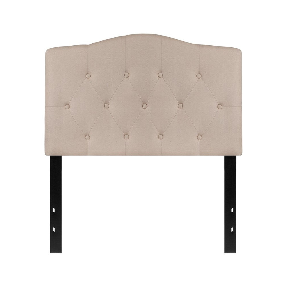 Cambridge Tufted Upholstered Twin Size Headboard in Beige Fabric