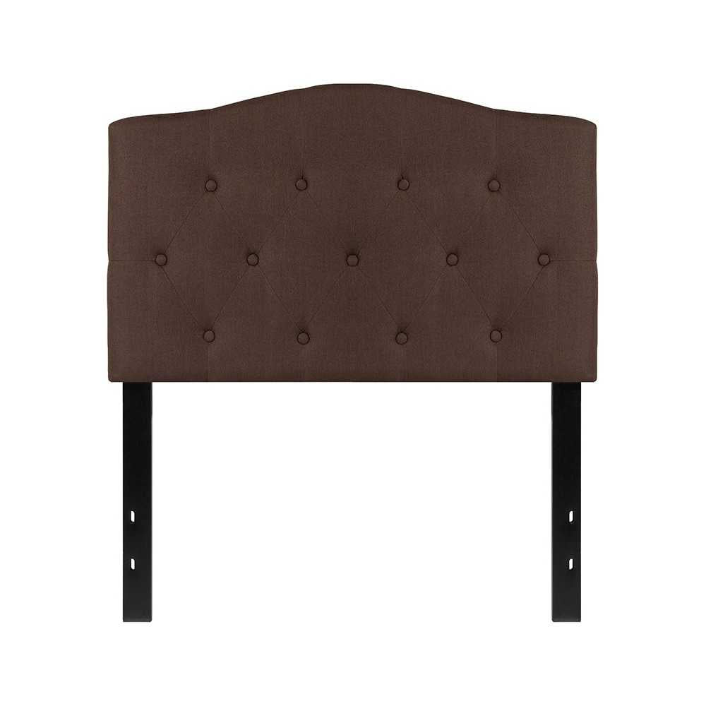 Cambridge Tufted Upholstered Twin Size Headboard in Dark Brown Fabric