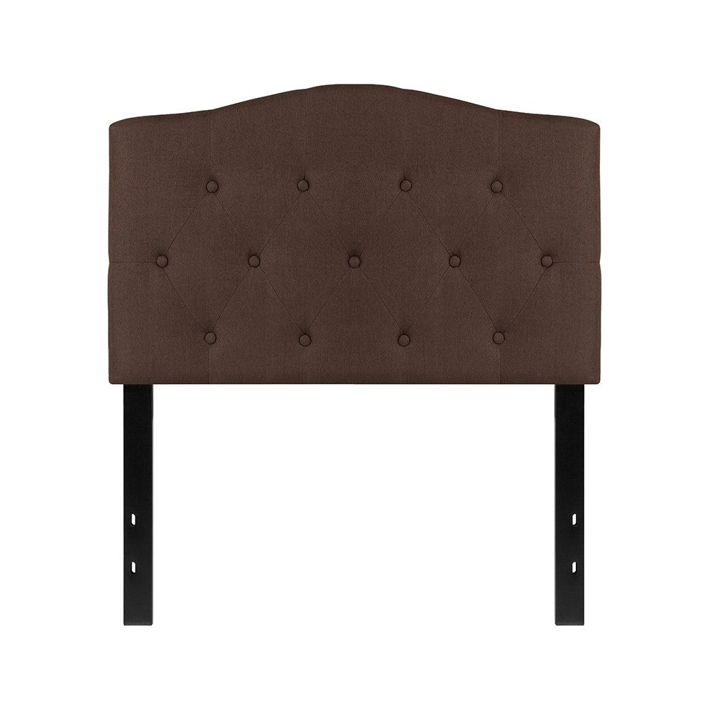 Cambridge Tufted Upholstered Twin Size Headboard in Dark Brown Fabric
