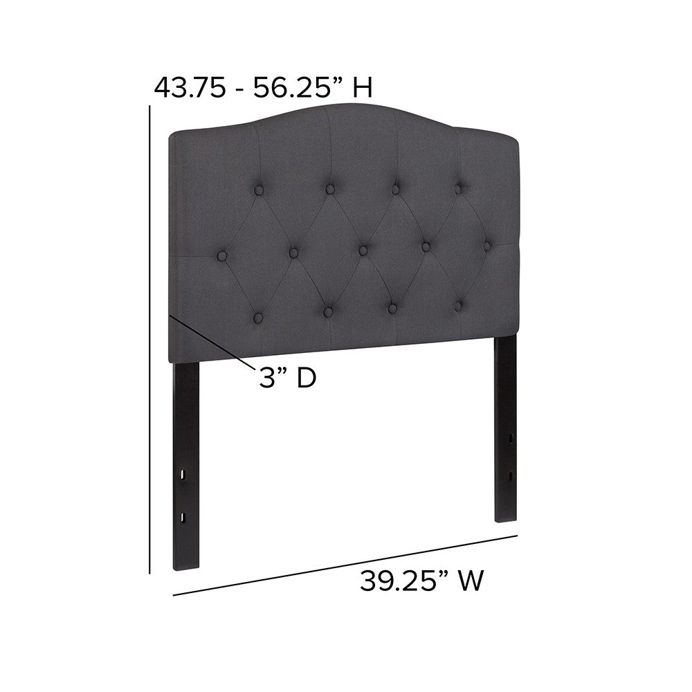 Cambridge Tufted Upholstered Twin Size Headboard in Dark Gray Fabric