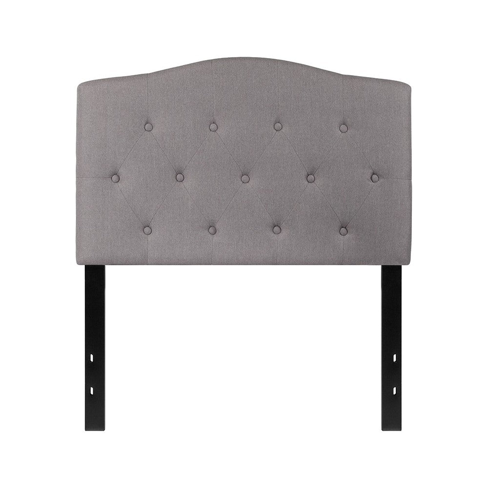 Cambridge Tufted Upholstered Twin Size Headboard in Light Gray Fabric
