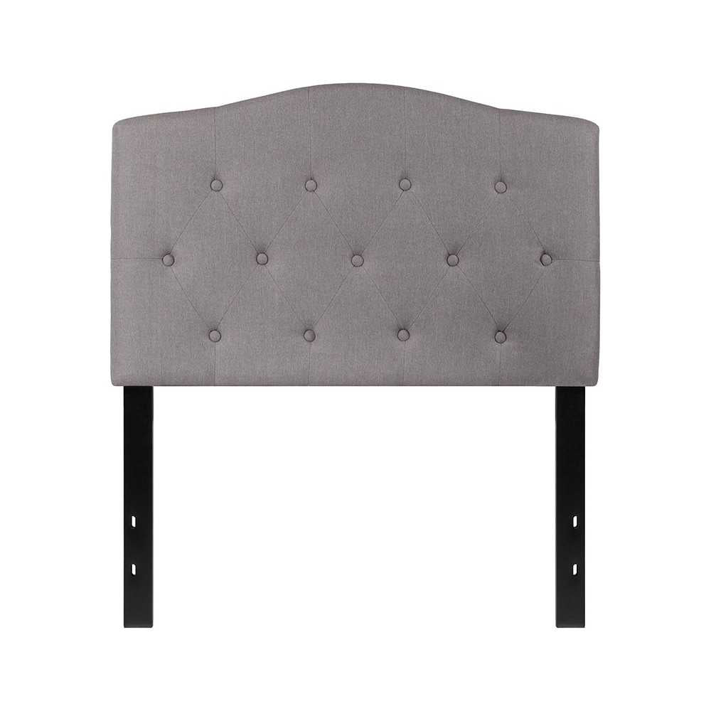 Cambridge Tufted Upholstered Twin Size Headboard in Light Gray Fabric