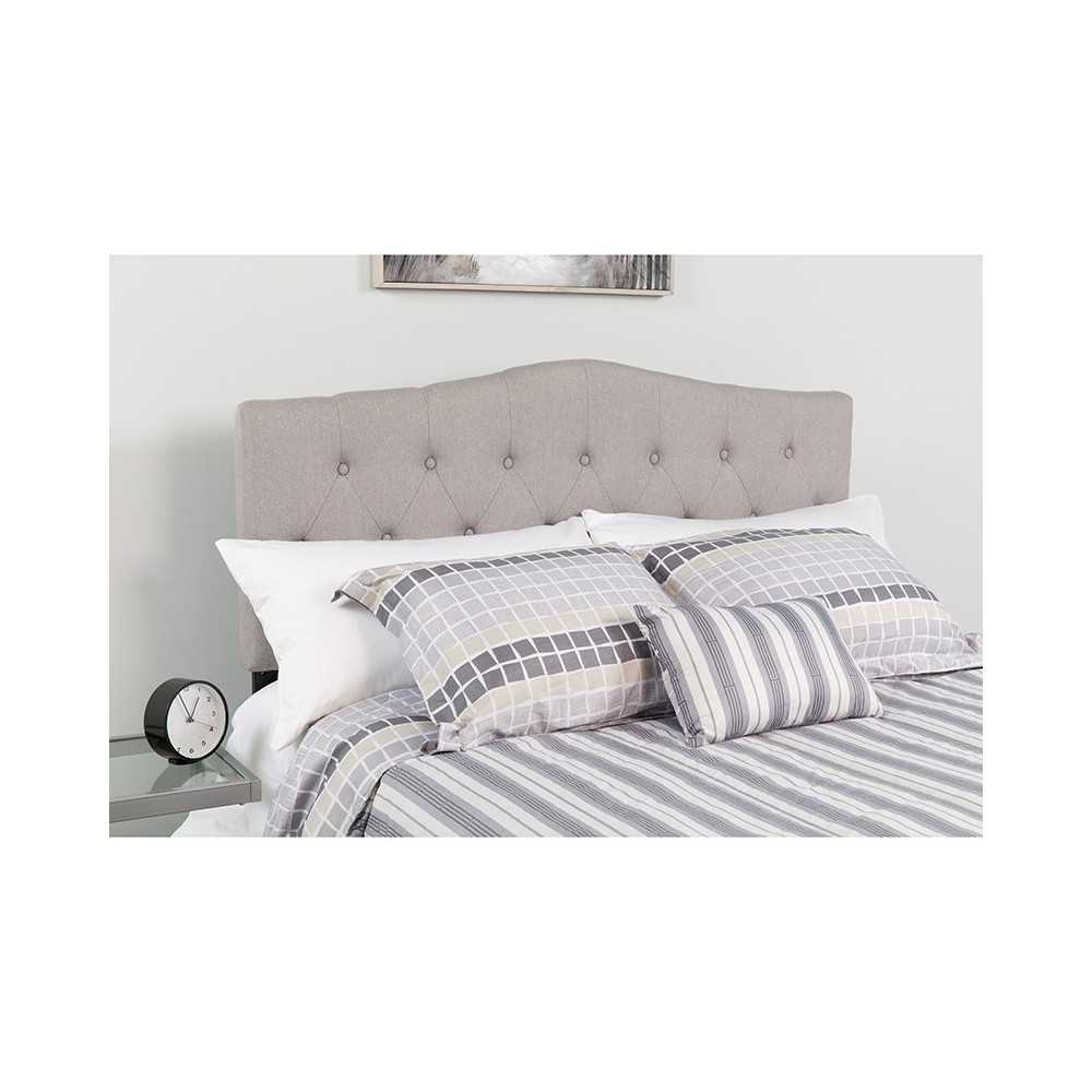 Cambridge Tufted Upholstered Twin Size Headboard in Light Gray Fabric