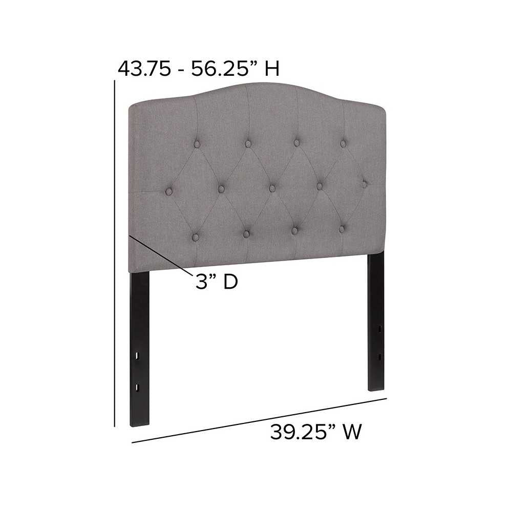 Cambridge Tufted Upholstered Twin Size Headboard in Light Gray Fabric