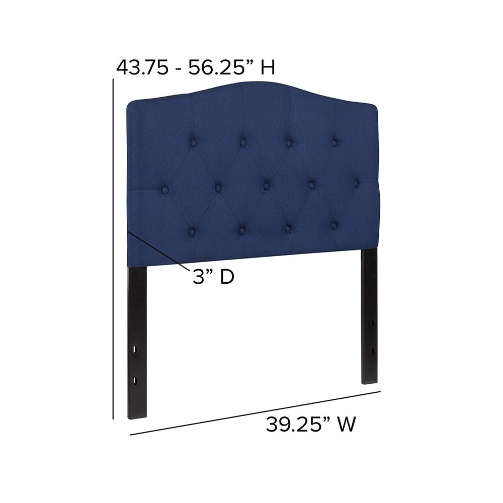 Cambridge Tufted Upholstered Twin Size Headboard in Navy Fabric